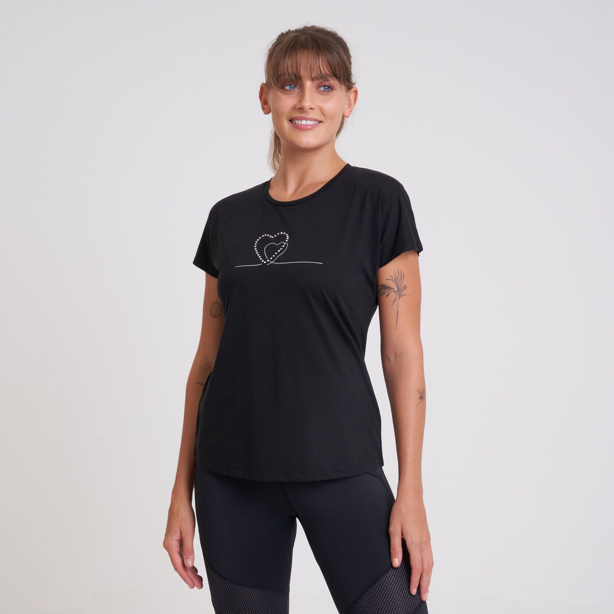 Crystallize Women's Fitness Short Sleeve  T-Shirt - Black 1/5