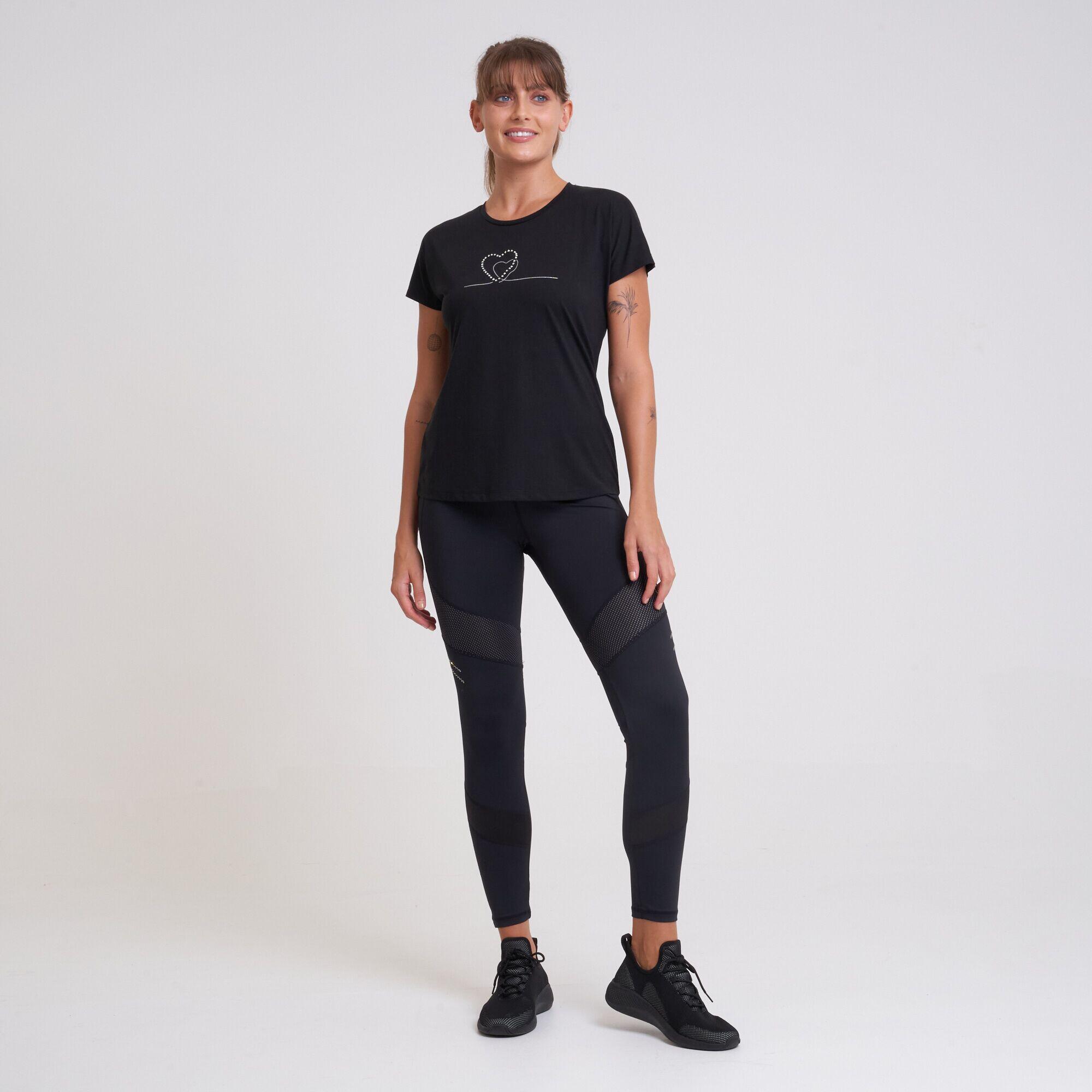 Crystallize Women's Fitness Short Sleeve  T-Shirt - Black 2/5