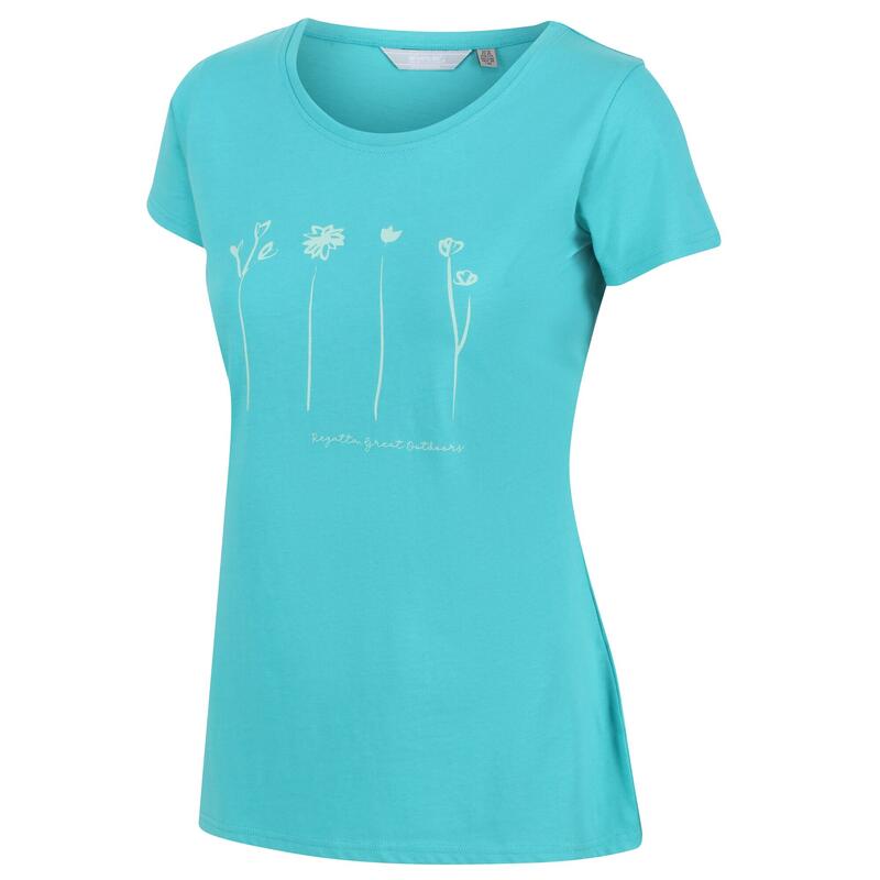 Camiseta Breezed II Flor para Mujer Turquesa