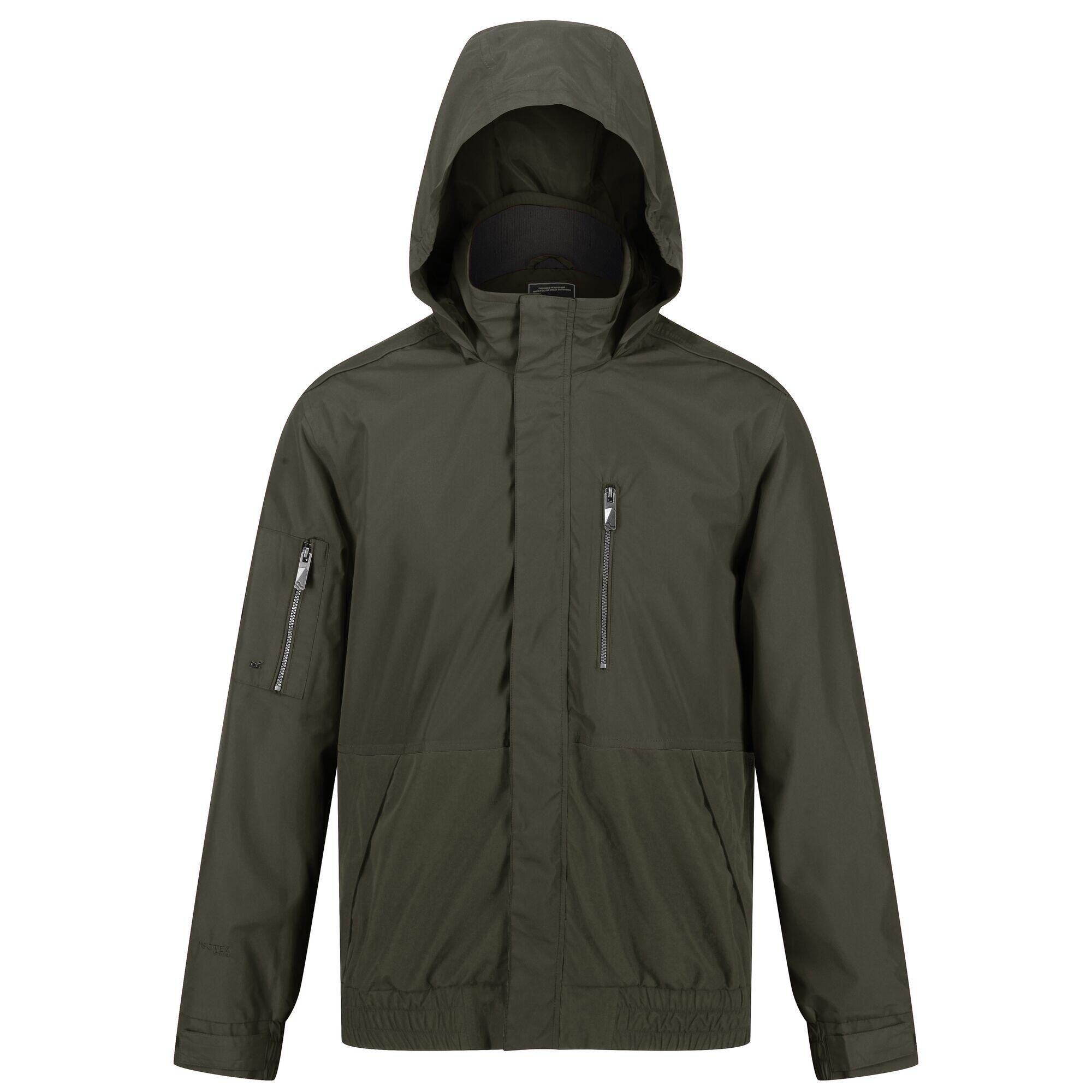 REGATTA Mens Feelding Linear Waterproof Bomber Jacket (Dark Khaki)