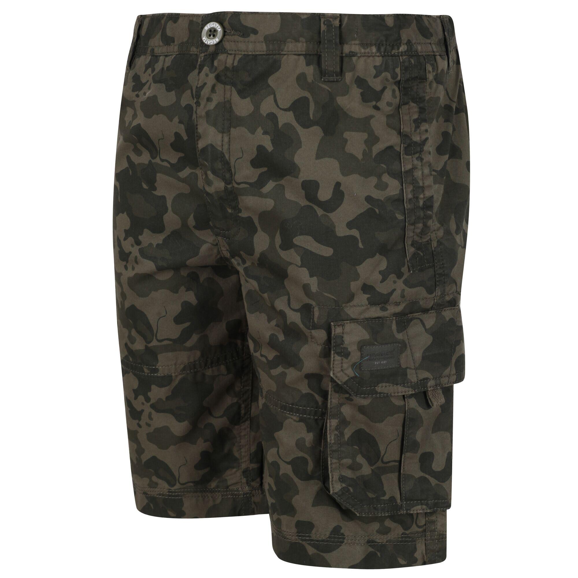 Shorewalk Kids Walking Cargo Shorts - Green Camo 4/5