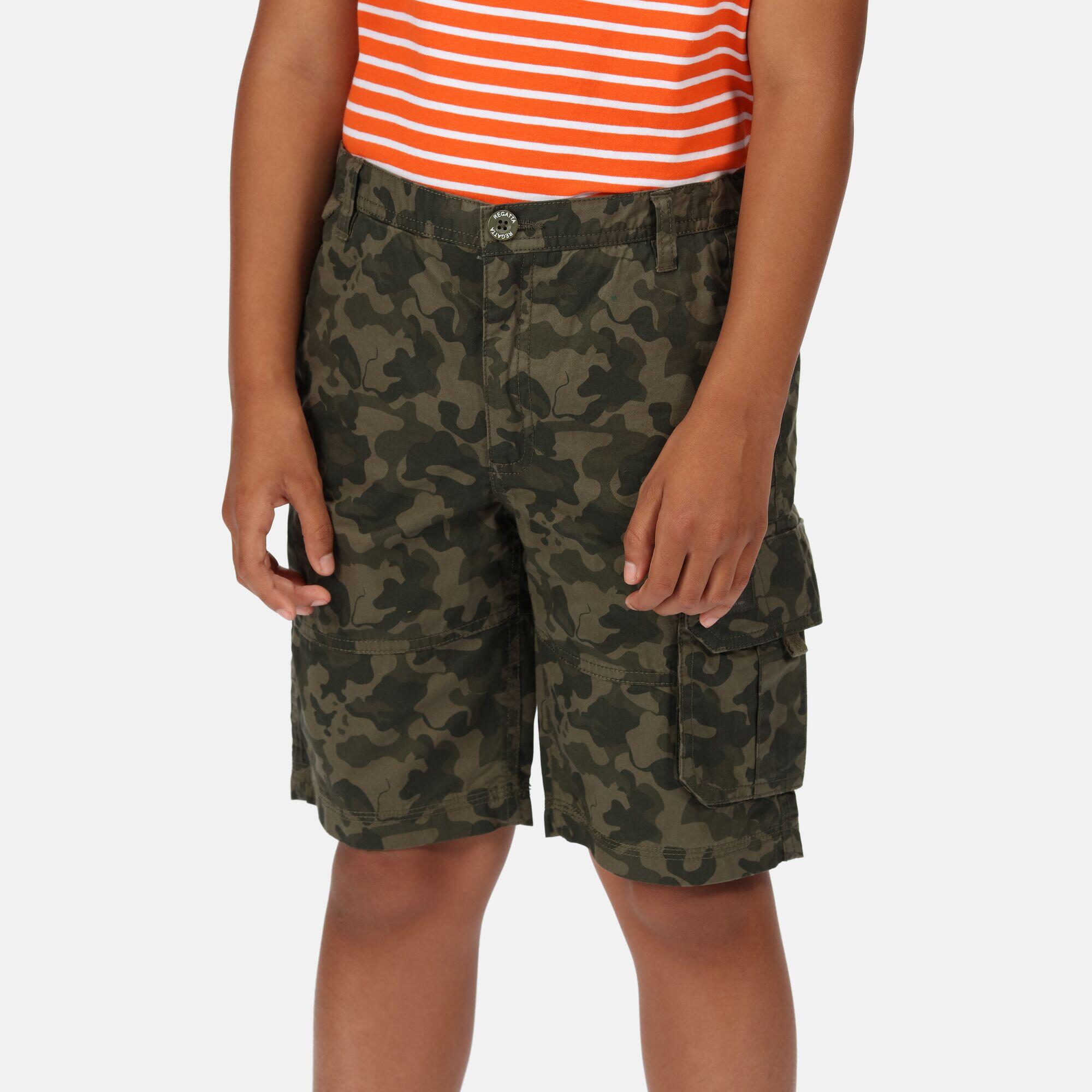 Shorewalk Kids Walking Cargo Shorts - Green Camo 1/5