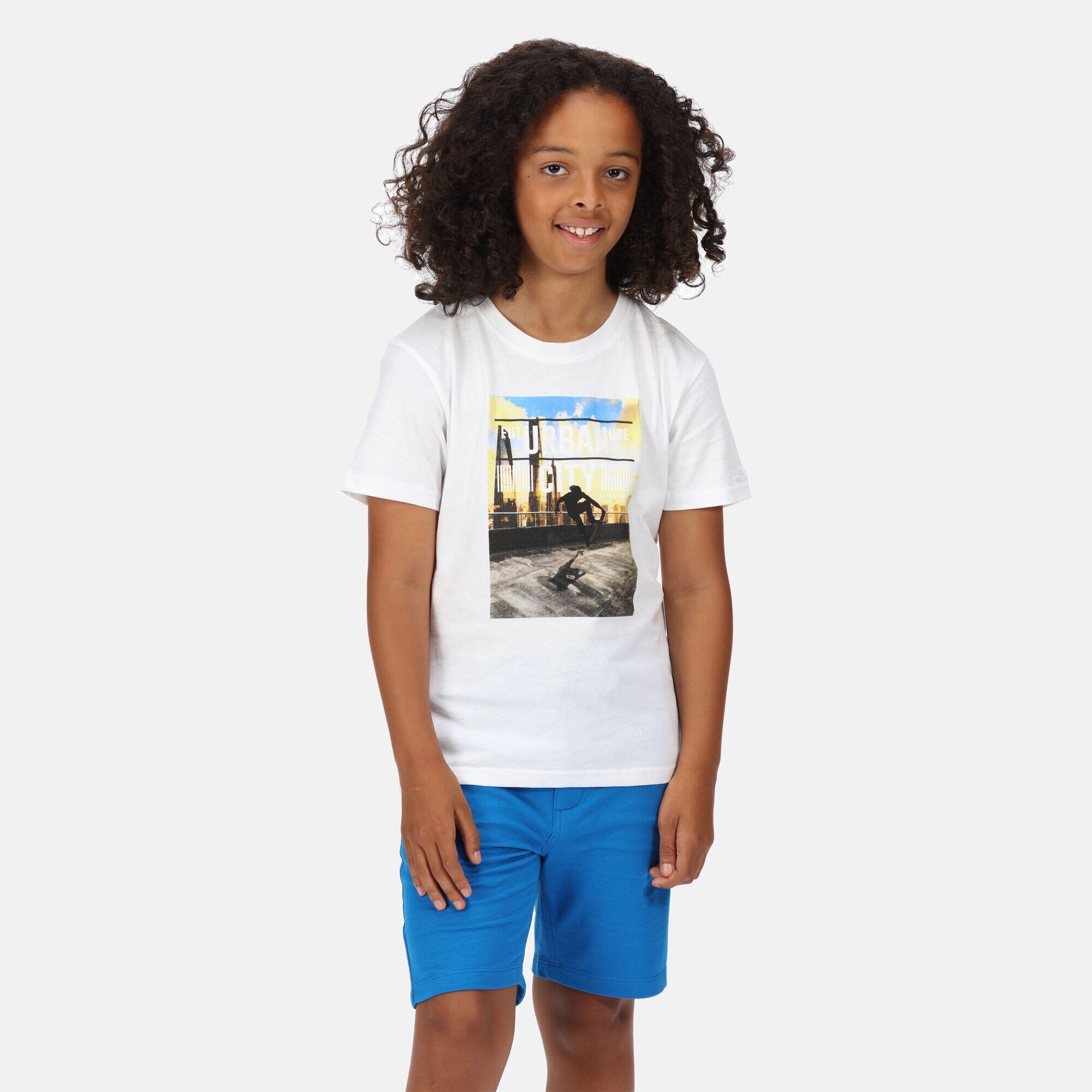 REGATTA Bosley V Kids Walking Short Sleeve T-Shirt - White City