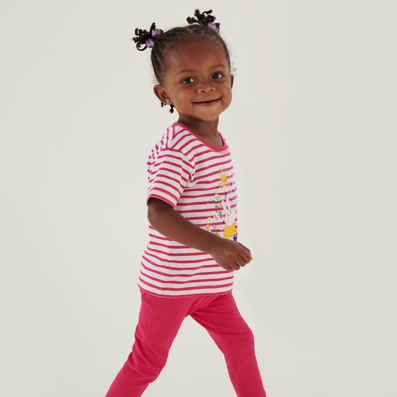 Peppa Stripe wandel-T-shirt met korte mouwen voor kinderen - Roze
