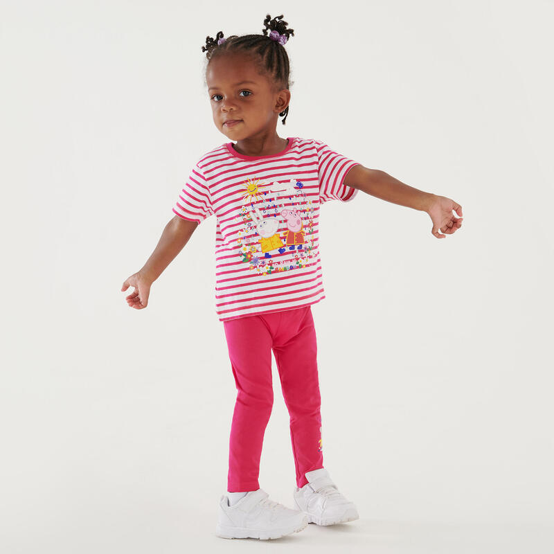 Peppa Stripe T-shirt de marche à manches courtes pour enfant - Rose