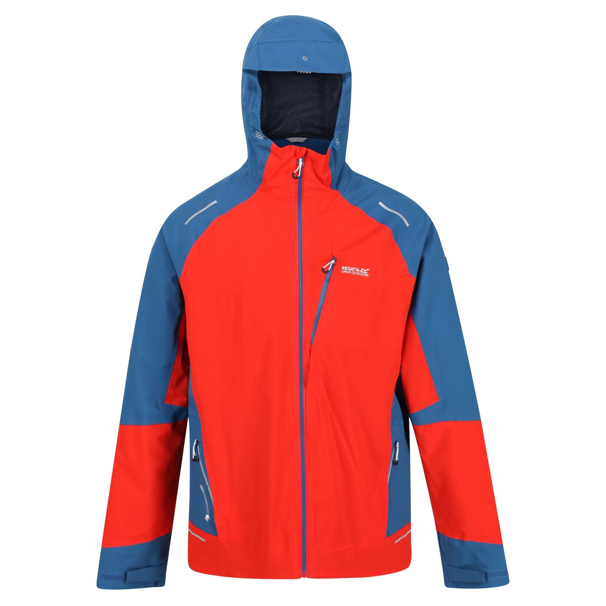 REGATTA Mens Highton Pro Waterproof Jacket (Fiery Red/Dynasty Blue)