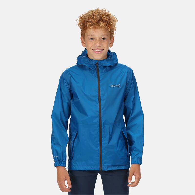 Pack It III Wasserdichte Regenjacke für Kinder zum Wandern - Mittelblau