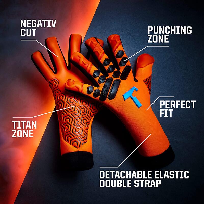 Guantes de portero T1TAN Adulto Shocking Beast 2.0 naranja