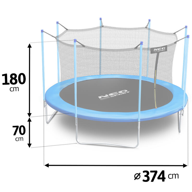 Trampolina ogrodowa Neo-Sport NS-12W181 z siatką wewnętrzną 12ft/374cm