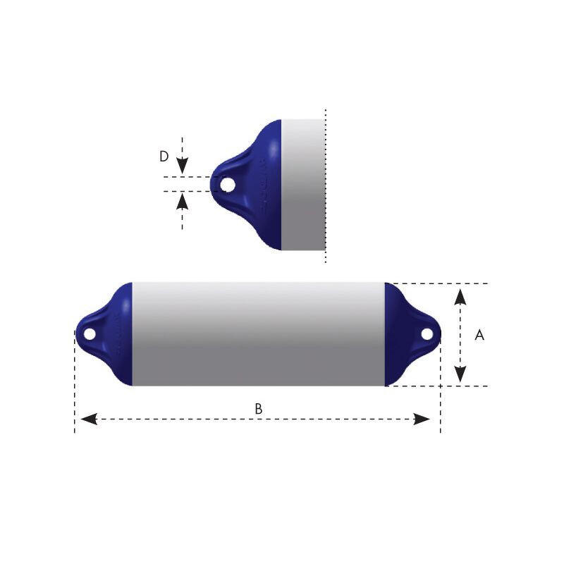 Parabordo rinforzato serie H- OCEAN - bianco/blu - h8 - (diam 22 x l 104 cm)