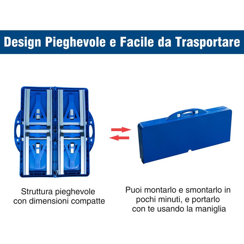 Outsunny Măsuță de picnic pliabilă din aluminiu cu 4 scaune, Albastru deschis