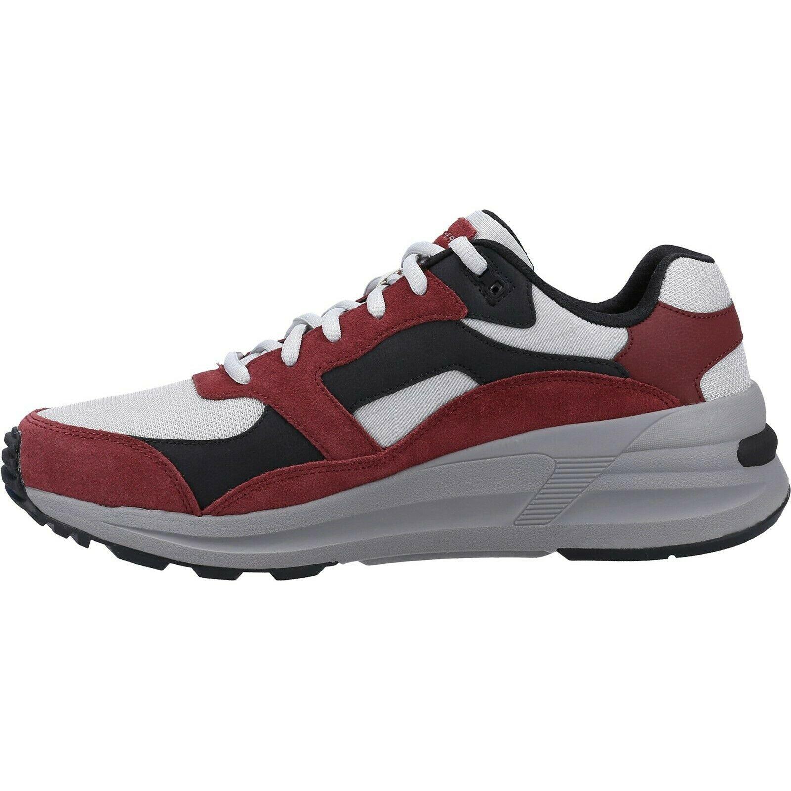 Mens Global Jogger Suede Shoes (Burgundy/Grey/White) 4/5