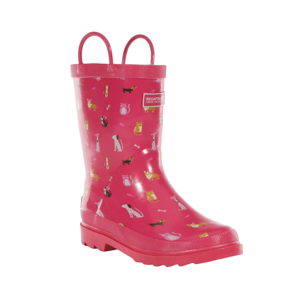 REGATTA Childrens/Kids Minnow Animals Wellington Boots (Duchess Pink)