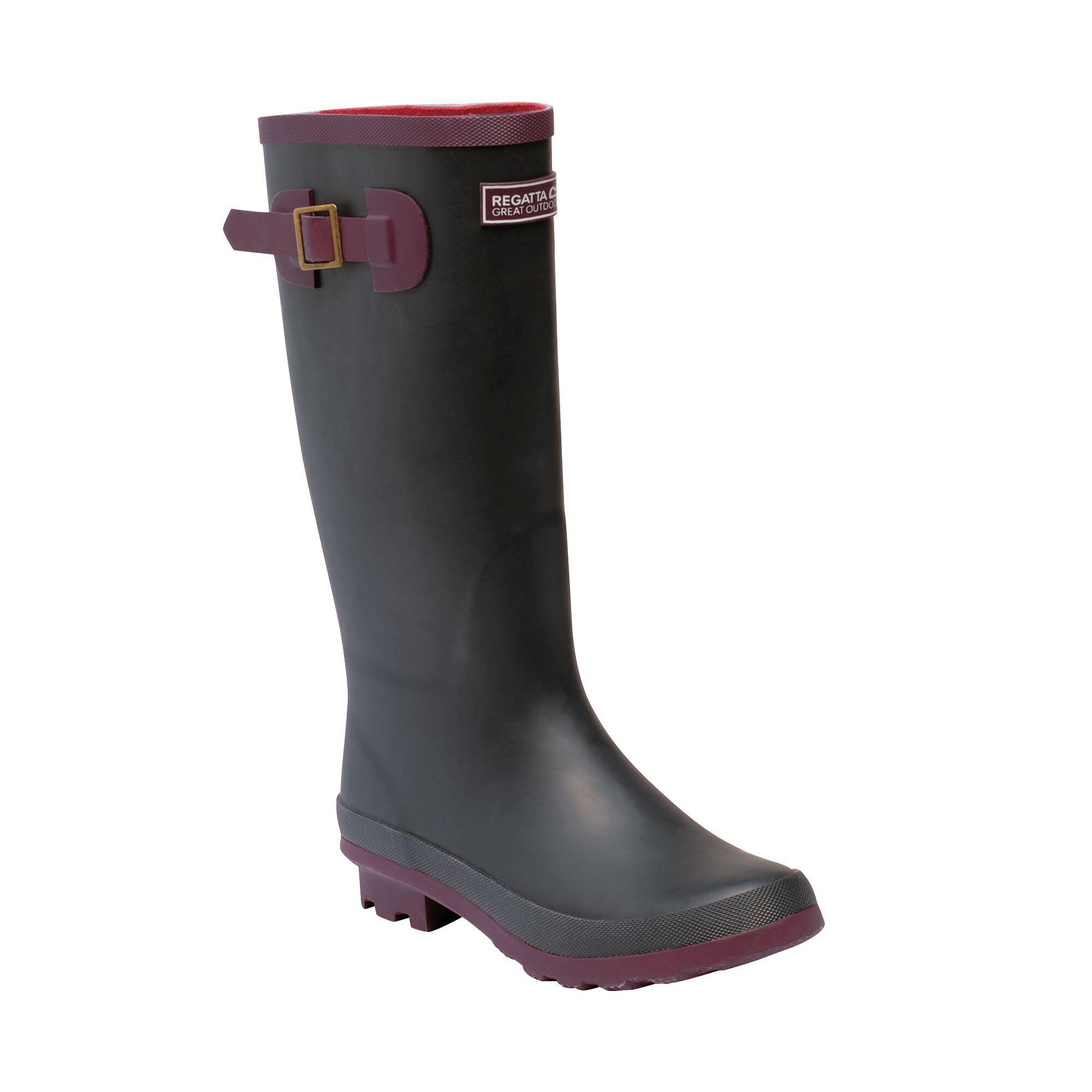 Womens/Ladies Ly Fairweather II Tall Durable Wellington Boots (Iron Grey/Prune) 1/4