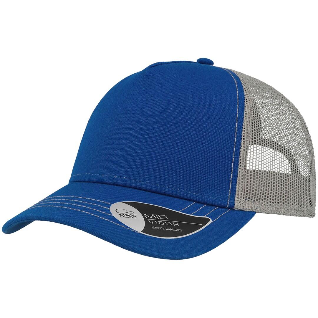 Rapper Canvas 5 Panel Trucker Cap (Royal Blue/Grey) 1/3