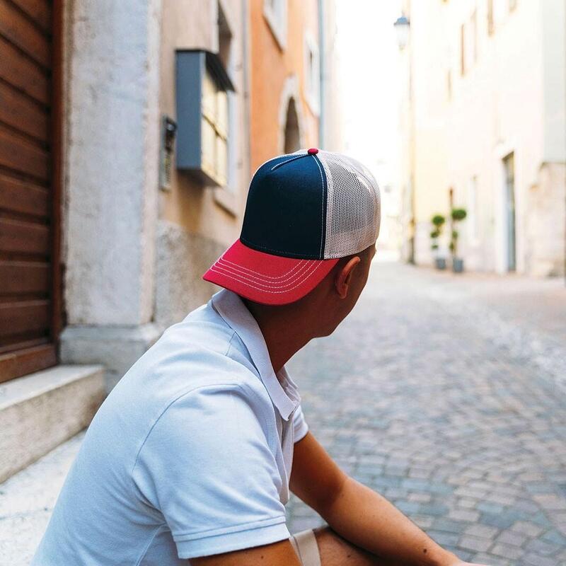 Casquette trucker RAPPER (Bleu marine / Bordeaux / Beige)