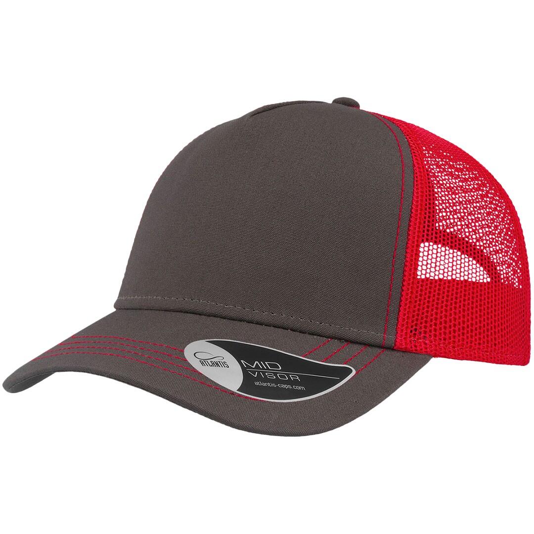 Cappello trucker RAPPER (grigio scuro / rosso)