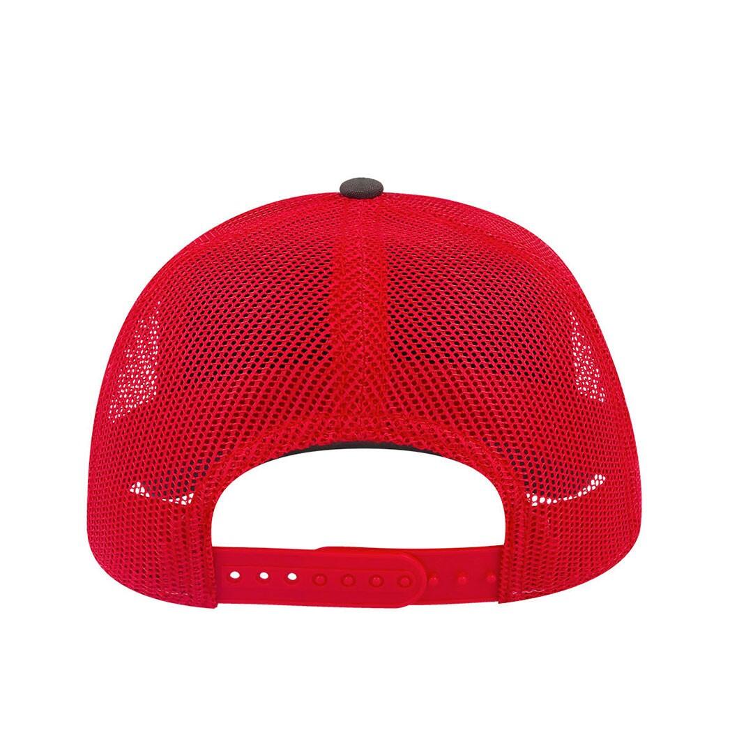 Rapper Canvas 5 Panel Trucker Cap (Dark Grey/Red) 2/3