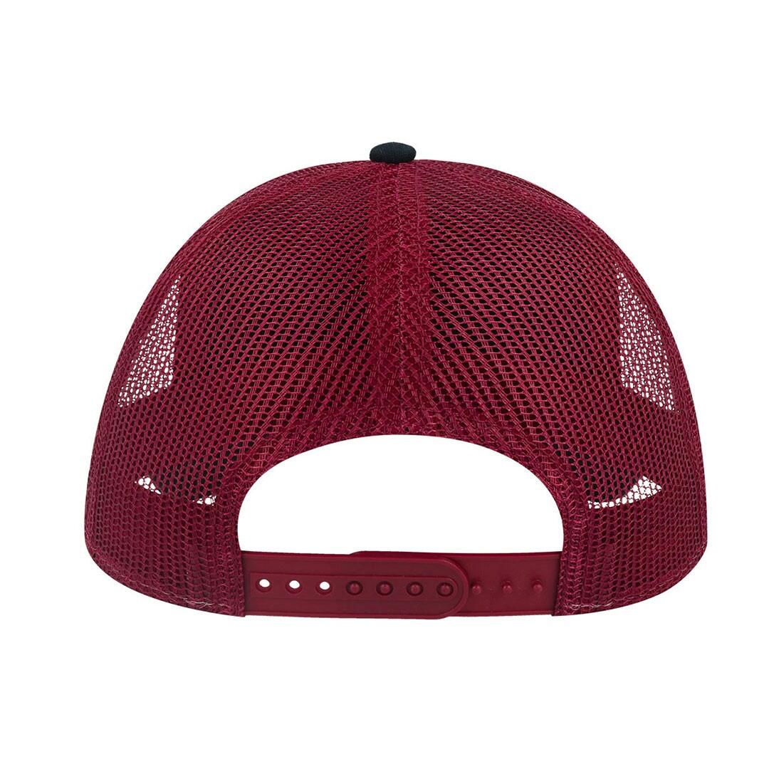 Rapper Canvas 5 Panel Trucker Cap (Navy/Burgundy) 2/3