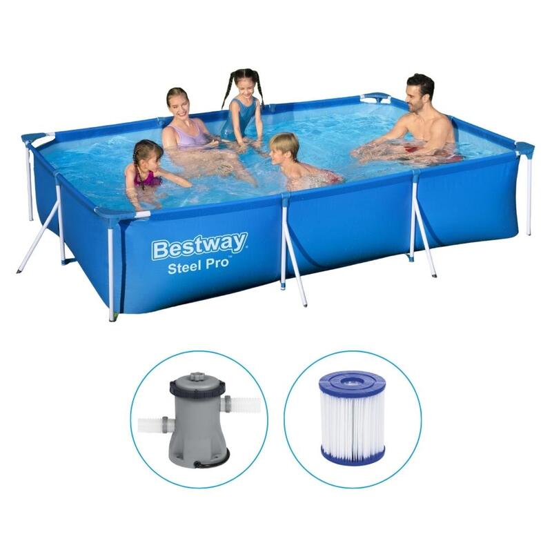 Bestway - Steel Pro - Piscina decorativa con bomba de filtración - 300x201x66 cm