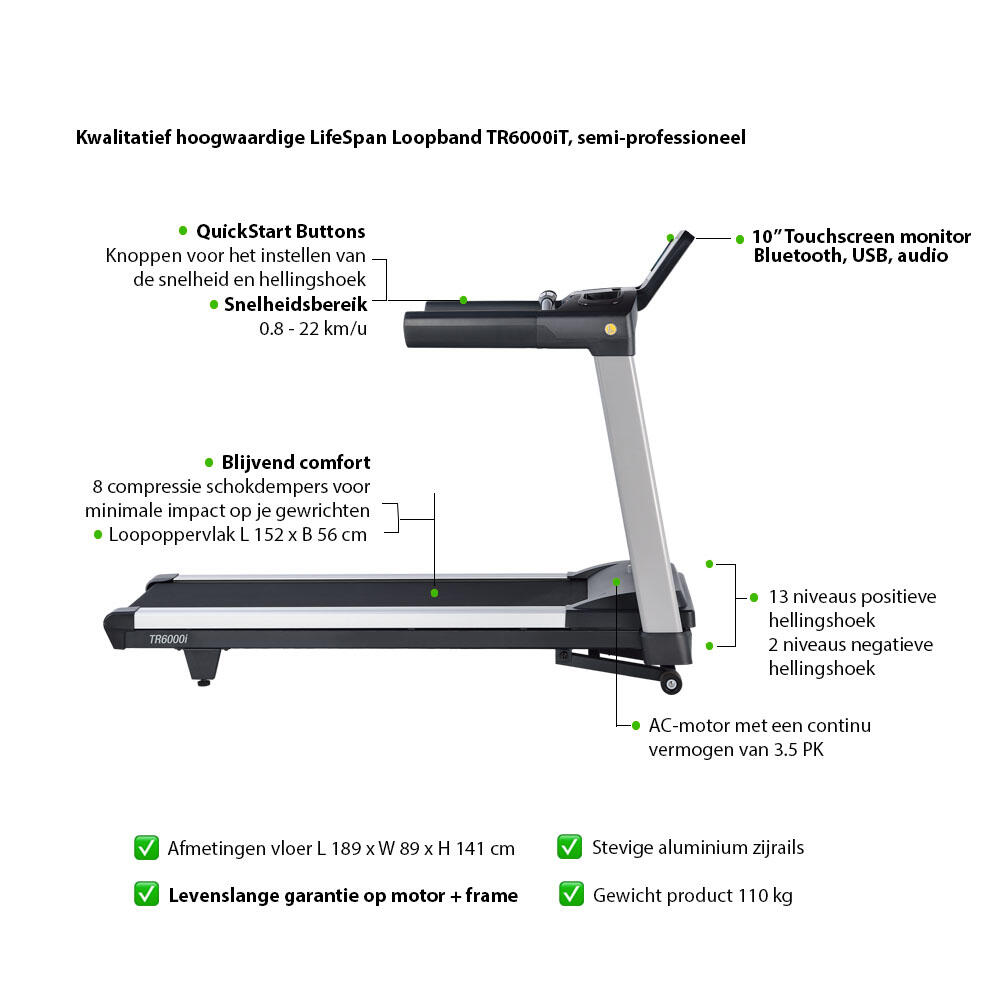 LifeSpan Fitness Light-Commercial Treadmill TR6000iT 4/7