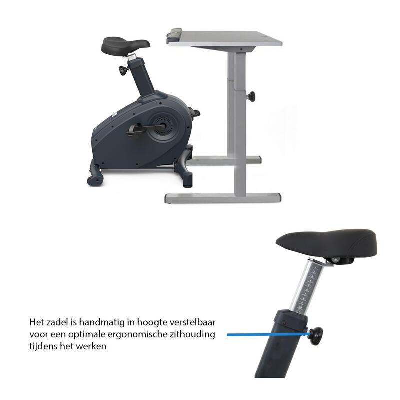 Stoelfiets Inc Bureau 122cm C3-DT5 - Elektronisch Verstelbaar - Display - Grijs