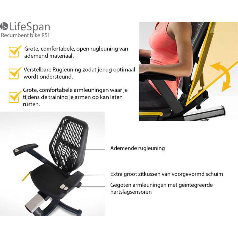 LifeSpan Fitness félig kereskedelmi fekvőkerékpár R5i öngeneráló