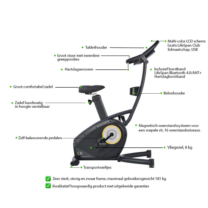 Bicicleta estática LifeSpan Fitness C3i