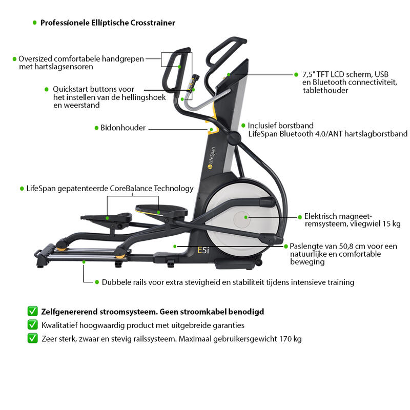 LifeSpan Fitness Ellittica prof. Crosstrainer E5i+ autogenerante