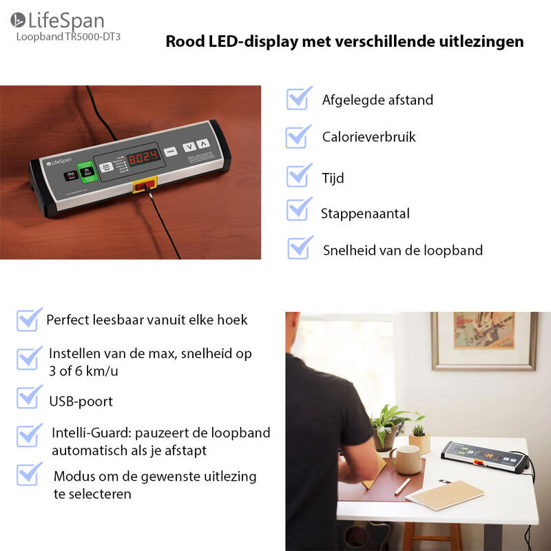 Ergonomische Loopband voor Bureau - TR5000-DT3 GlowUp - Bluetooth - Console