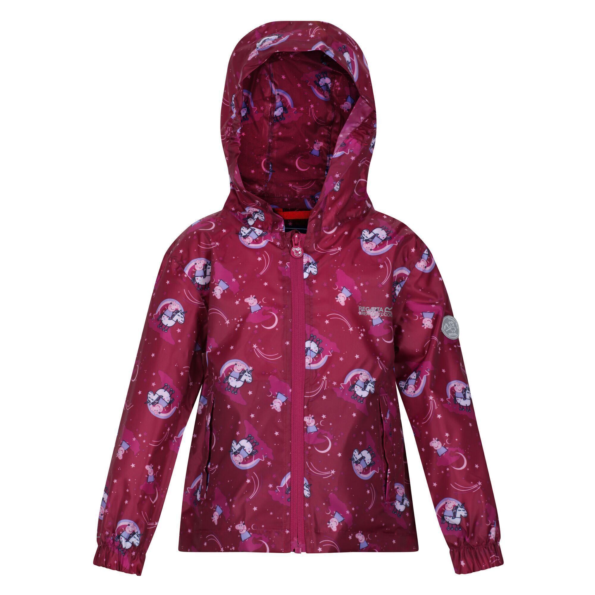 REGATTA Childrens/Kids Peppa Pig Packaway Waterproof Jacket (Raspberry Radiance)