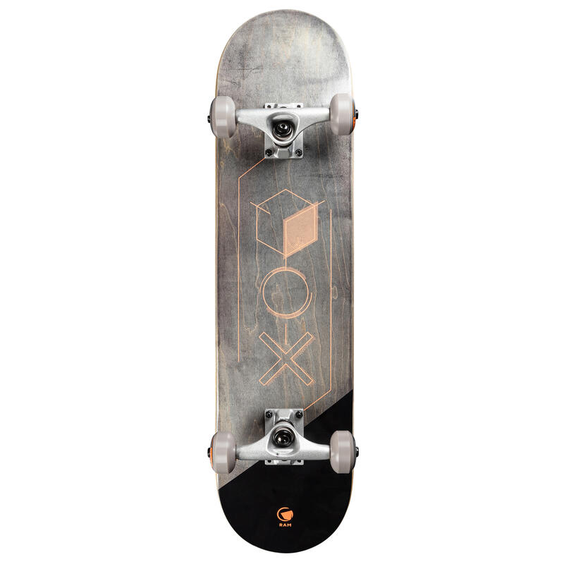 RAM Skateboard Komplettboard 30,5" x 7,5" ABEC 9 Signo grau - schwarz