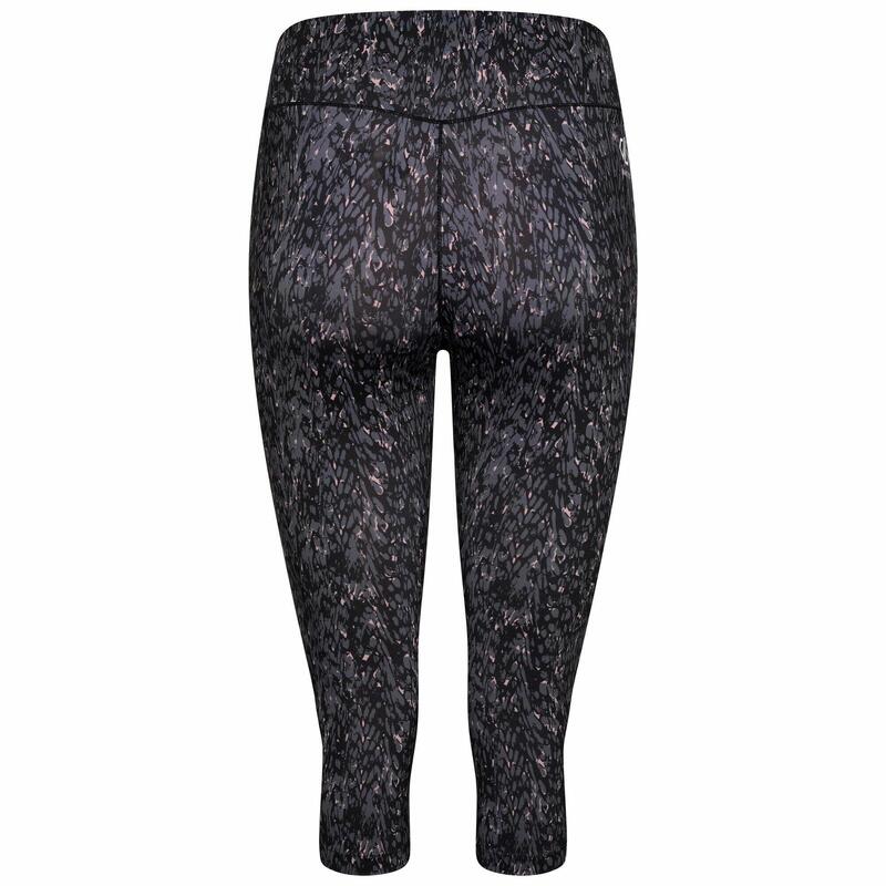 Influential Dames Yoga 3/4 Leggings - Donkergrijs roze print