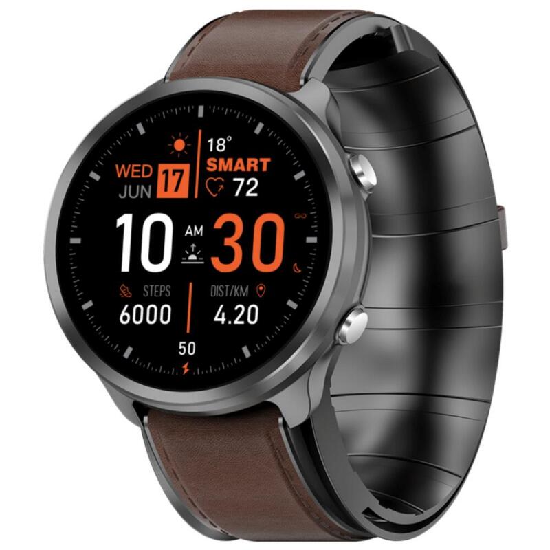 Smartwatch iSEN Watch P30 Negru cu brățară maro închis din piele