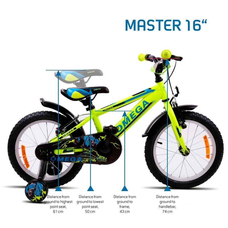 Gyermek kerékpár Omega Master 16" sárga