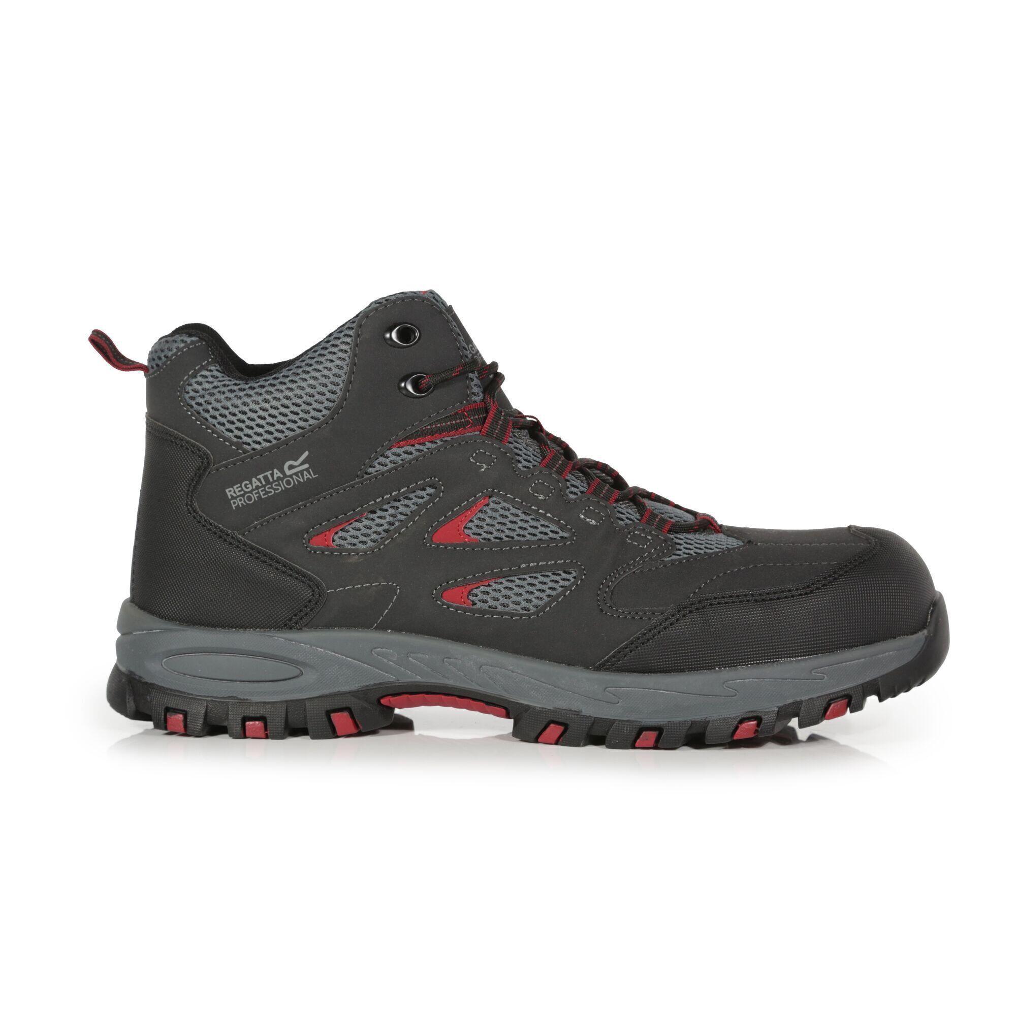Mens Mudstone Safety Boots (Ash/Rio Red) 4/5