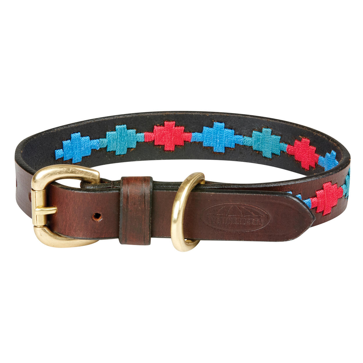 Polo Leather Dog Collar (Brown/Emerald Green/Pink/Blue) 1/3