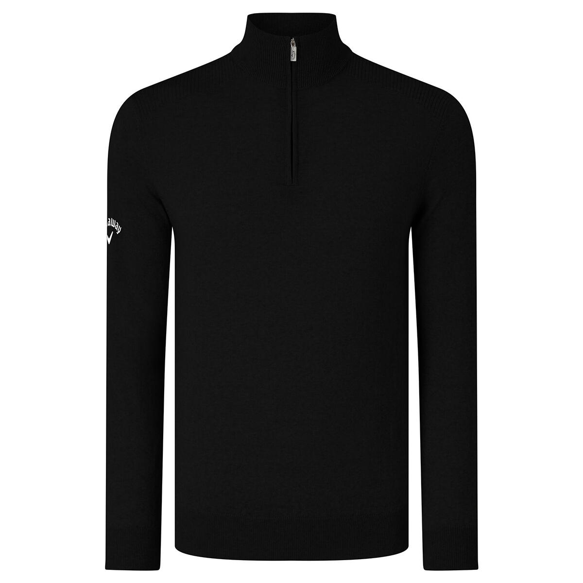 Mens Ribbed Zip Merino Sweater (Black Onyx) 1/4