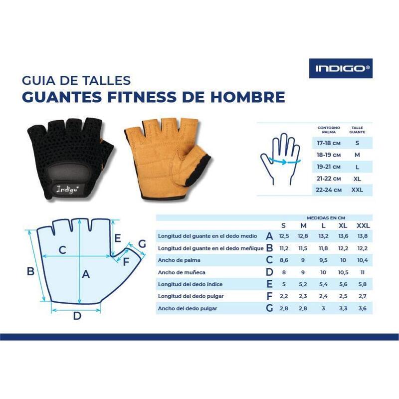 Guantes Fitness de Gamuza y Malla INDIGO Negro- Marrón Talle L