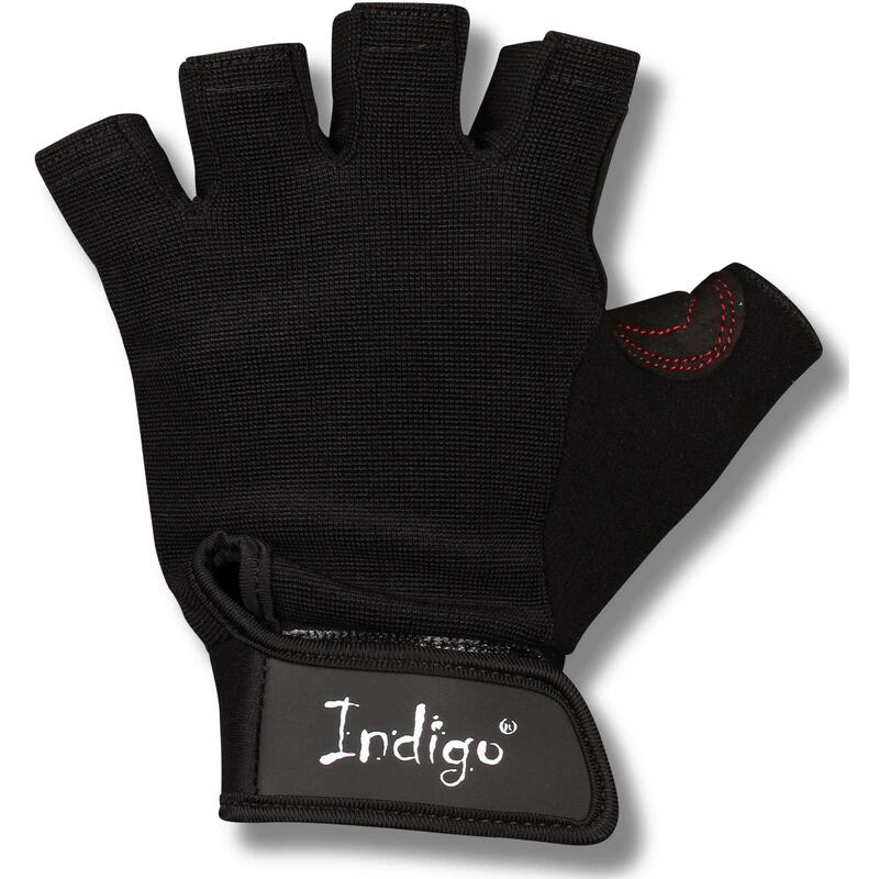 Guantes Fitness con Ajuste de Ante Elastano y Neopreno INDIGO Negro Talle S