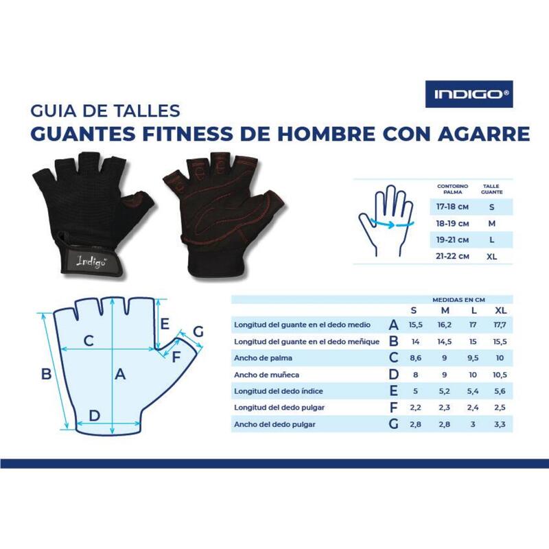 Guantes Fitness con Ajuste de Ante Elastano y Neopreno INDIGO Negro Talle XL