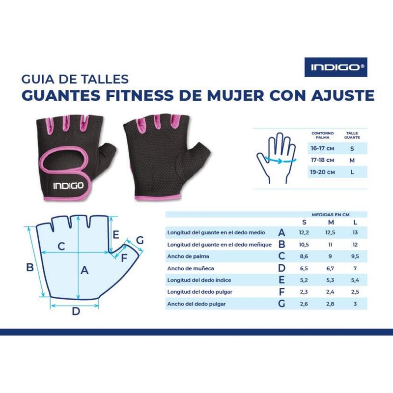 Guantes Fitness de Neopreno para Mujer INDIGO Negro- Violeta Talle L