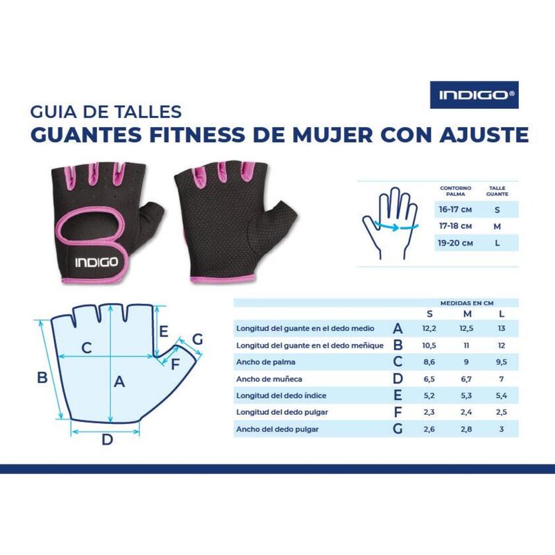 Guantes Fitness de Neopreno para Mujer INDIGO Negro- Violeta Talle M
