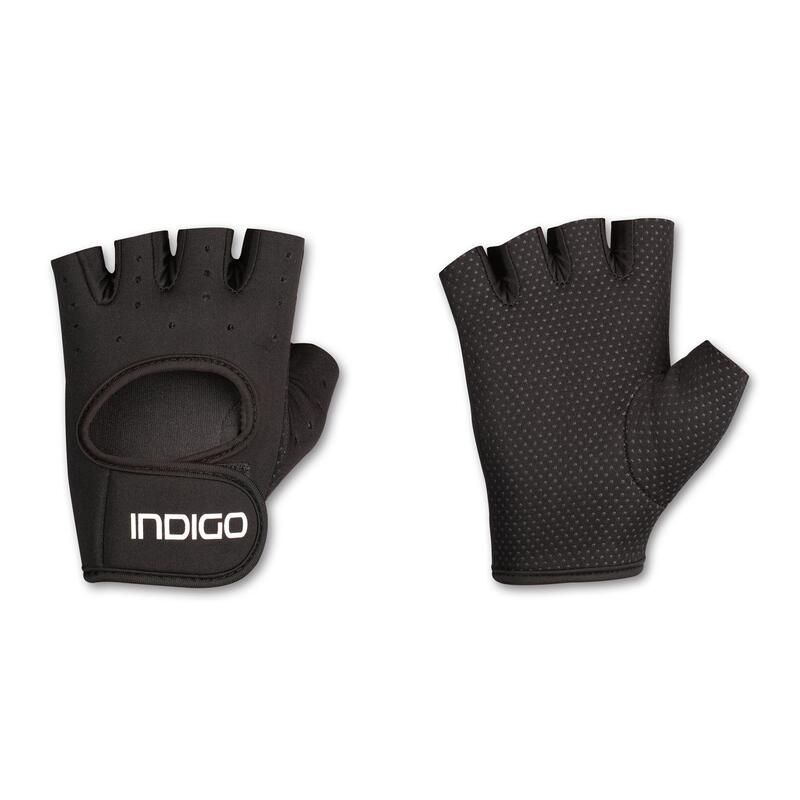 Guantes Fitness de Gamuza y Malla para Hombre INDIGO Talle L Negro- Marrón