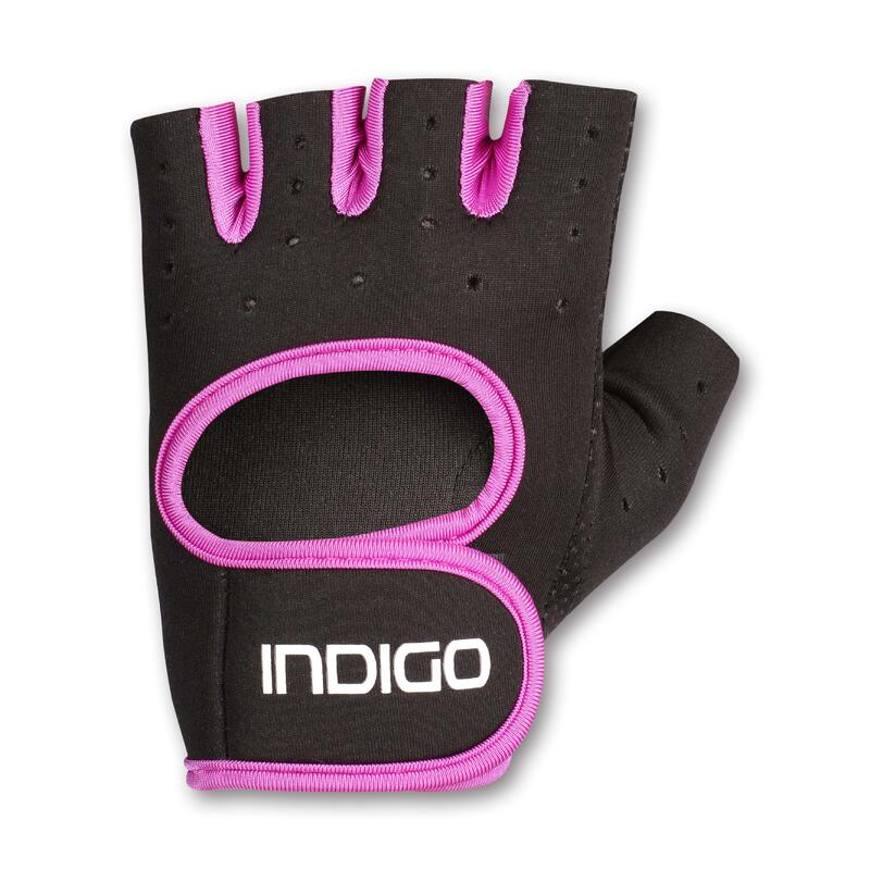 Guantes Fitness de Neopreno para Mujer INDIGO Negro- Violeta Talle L