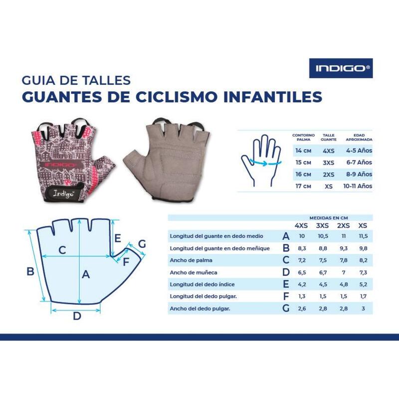 Guantes Ciclismo Infantil FLOWERS INDIGO Talle 2XS Azul- Rosa