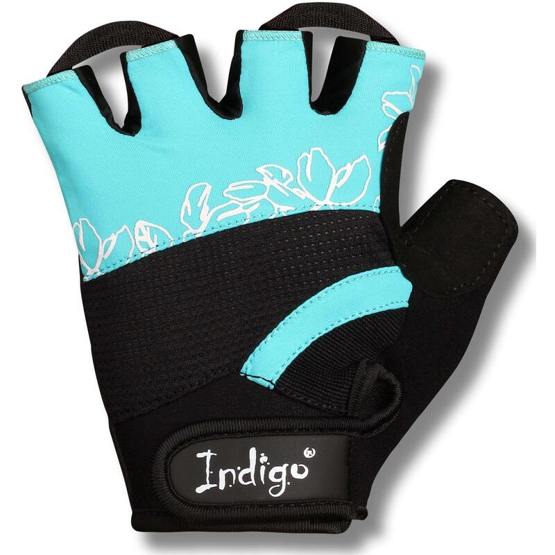 Guantes Fitness de Elastano Piel y Neopreno para Mujer INDIGO Turquesa Talle L