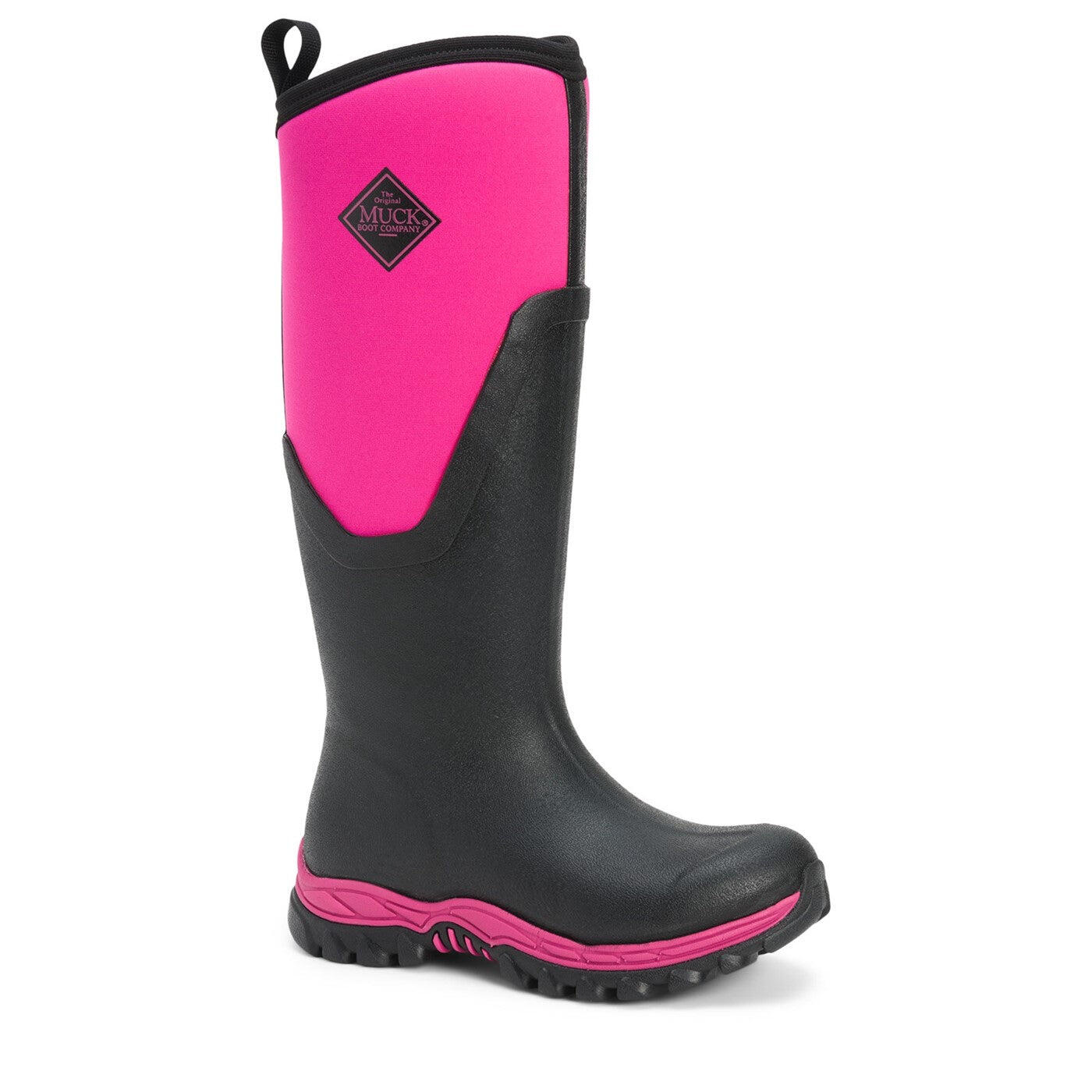 Womens/Ladies Arctic Sport Tall Pill On Wellie Boots (Black/Pink) 1/4
