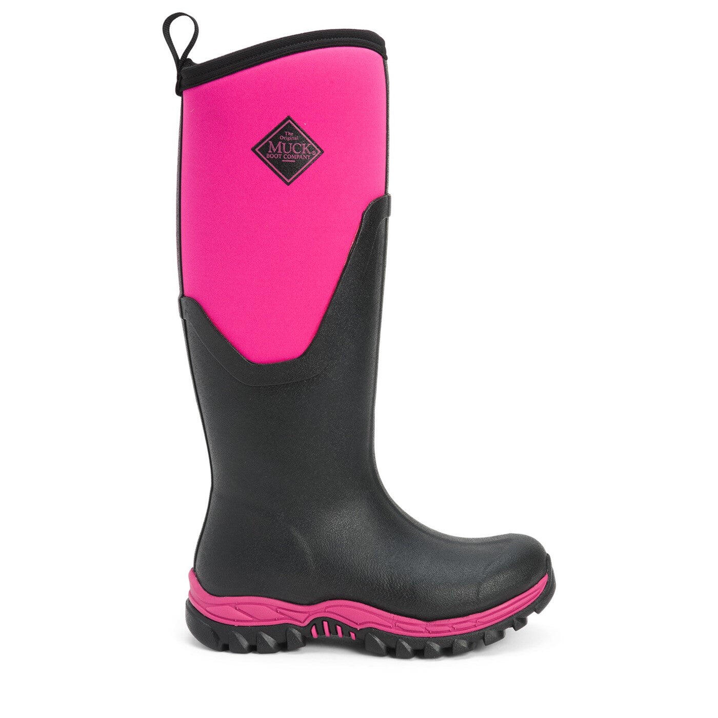 Womens/Ladies Arctic Sport Tall Pill On Wellie Boots (Black/Pink) 4/4