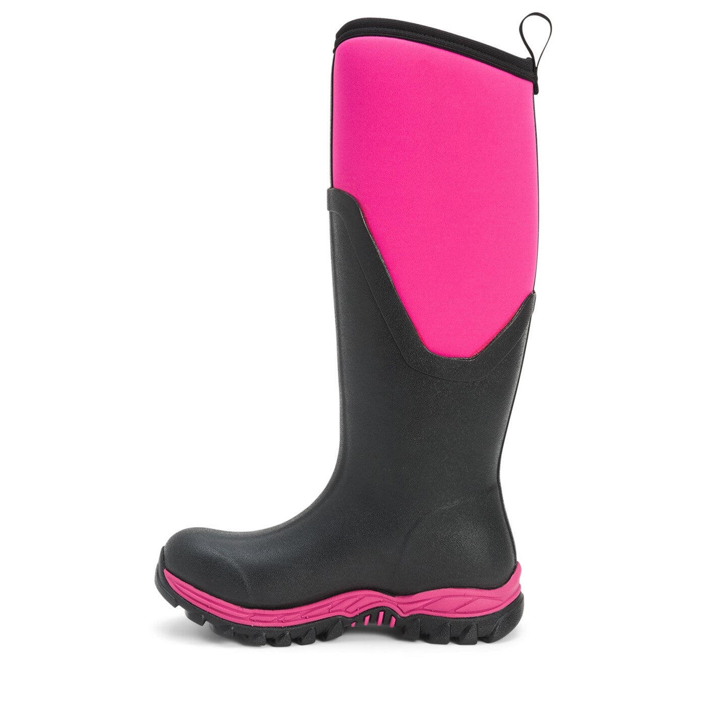 Womens/Ladies Arctic Sport Tall Pill On Wellie Boots (Black/Pink) 3/4